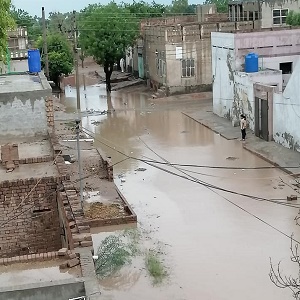 چک 394 گ ب جھوک بیگ میں شدید بارش، نشیبی علاقے زیرآب آگئے